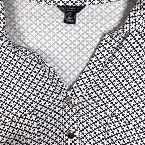 Ann Taylor Black and White Stitched Diamond Pattern Effect Long- sleeve … - Picture 6 of 8